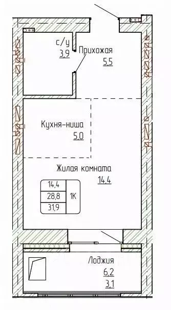 1-к кв. Алтайский край, Новоалтайск ул. Титова, 6 (31.9 м) - Фото 1