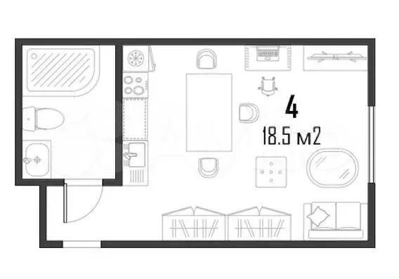 Квартира-студия, 18,5 м, 2/18 эт. - Фото 0