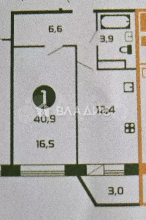 1-к. квартира, 39,4 м, 9/16 эт. - Фото 0