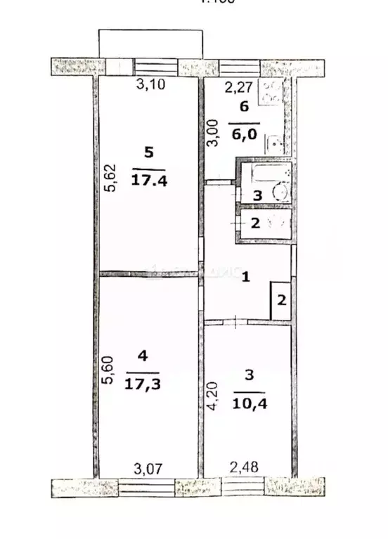3-к кв. Белгородская область, Белгород ул. Костюкова, 75 (61.8 м) - Фото 1