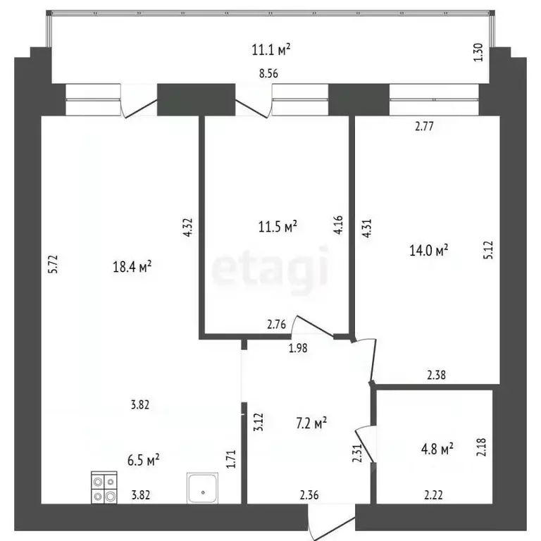 3-к кв. Алтайский край, Барнаул ул. Мерзликина, 6А (62.4 м) - Фото 2