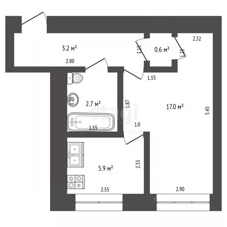 1-к кв. Татарстан, Лениногорск ул. Буденного, 28 (29.4 м) - Фото 1