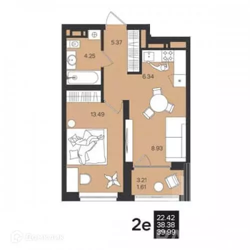 Продаётся 2-к квартира, 39.9 м - Фото 0