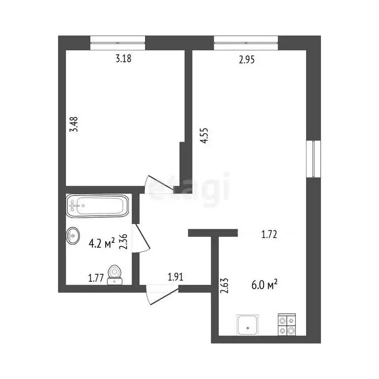 1-комнатная квартира: Тюмень, Новгородская улица, 20 (38.5 м) - Фото 0