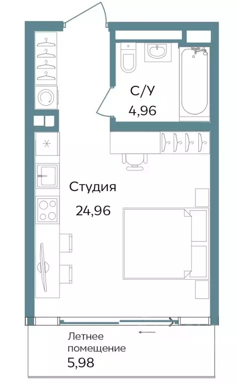 Студия Крым, Саки ул. Морская (35.9 м) - Фото 0
