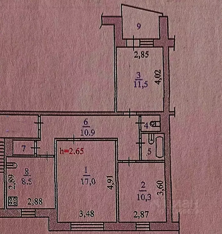 3-к кв. Пензенская область, Пенза Ладожская ул., 117 (63.1 м) - Фото 2