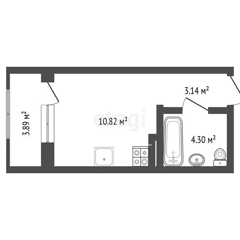 Квартира-студия: Тюмень, улица 9 Января, 160к1 (18 м) - Фото 1