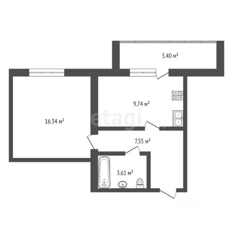 1-к кв. Тюменская область, Тюмень ул. Самарцева, 3 (36.3 м) - Фото 1