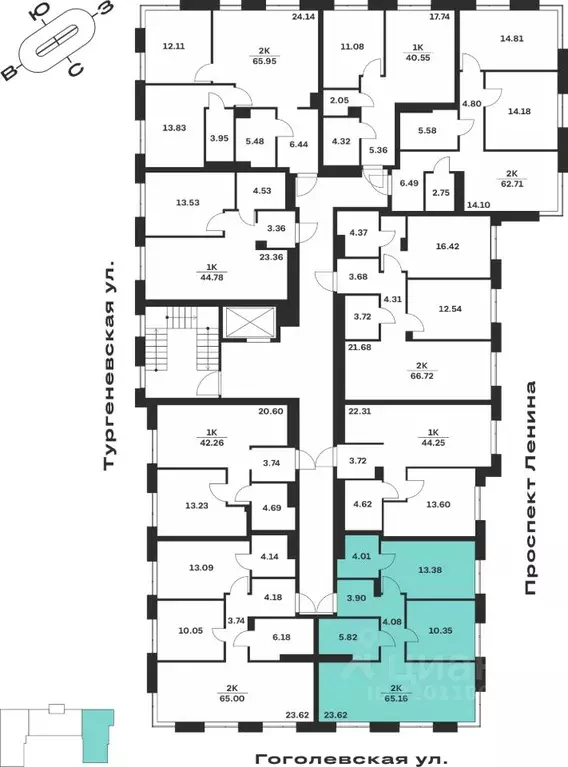 2-к кв. Тульская область, Тула Гоголевская ул., 43 (65.16 м) - Фото 1