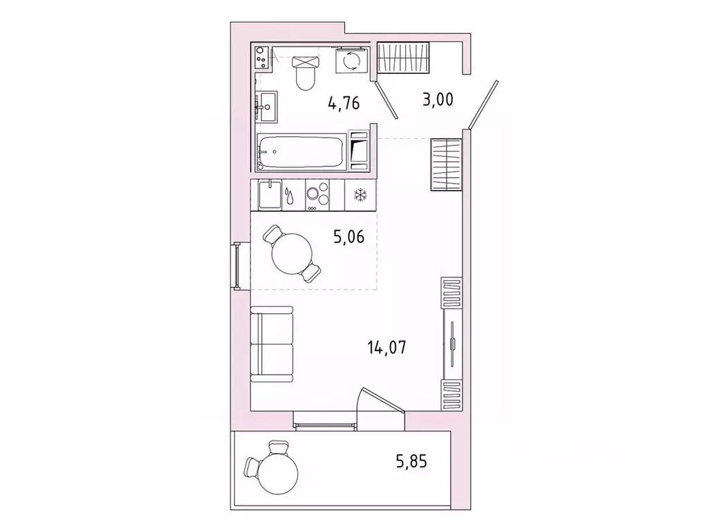 Студия Ленинградская область, Гатчина Въезд мкр,  (29.82 м) - Фото 1