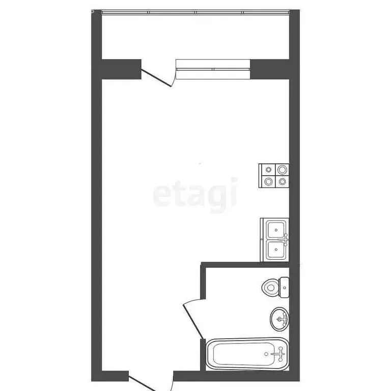 Квартира-студия: Межводное, Черноморское шоссе, 35к1 (28.3 м) - Фото 1