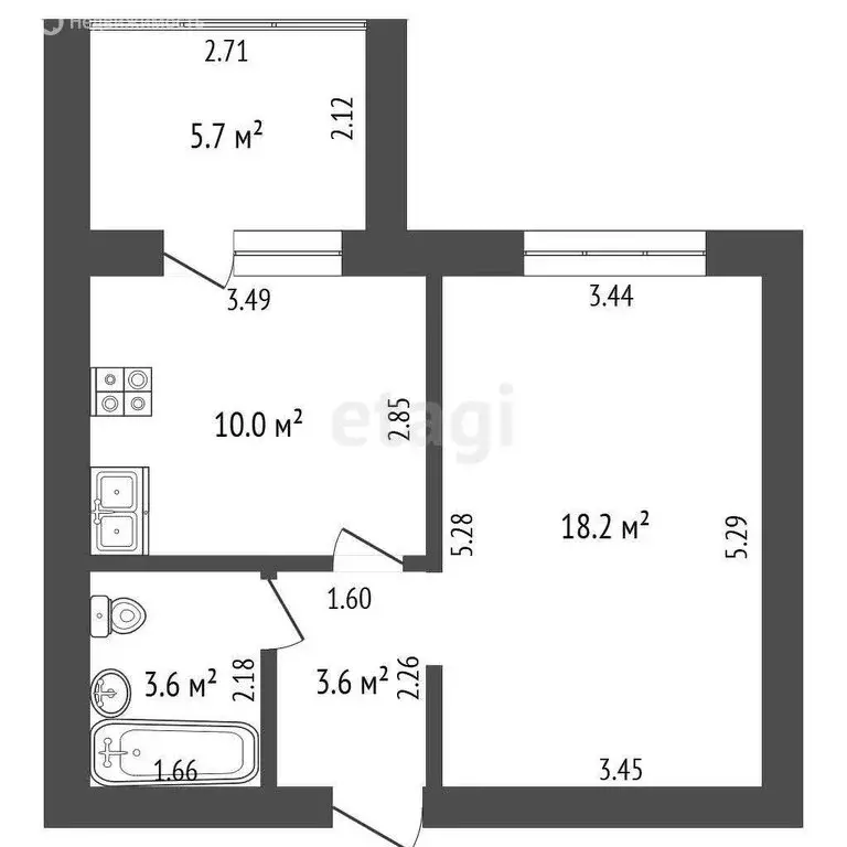 1-комнатная квартира: Стерлитамак, улица Артёма, 118 (35.4 м) - Фото 0