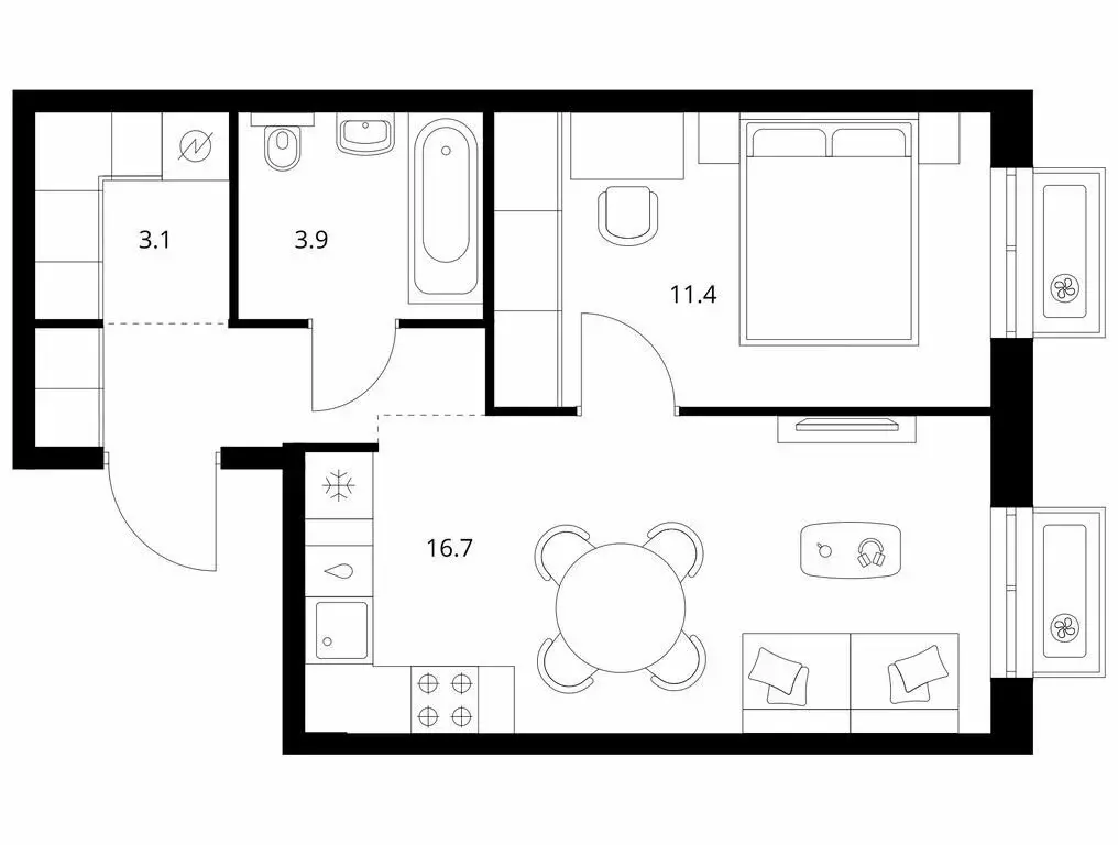 1-комнатная квартира: Владивосток, ЖК Снежный Парк (38.9 м) - Фото 1