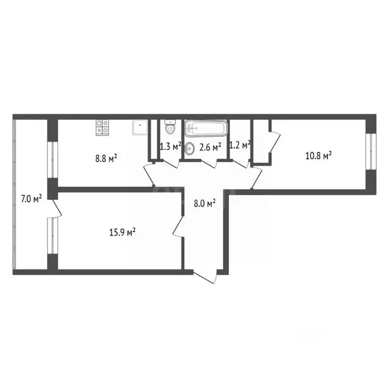 2-к кв. Калужская область, Обнинск ул. Гагарина, 39 (49.7 м) - Фото 2