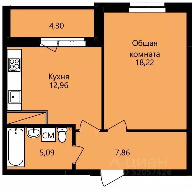 1-к кв. Мордовия, Саранск ул. Юрия Святкина, 14 (46.28 м) - Фото 0