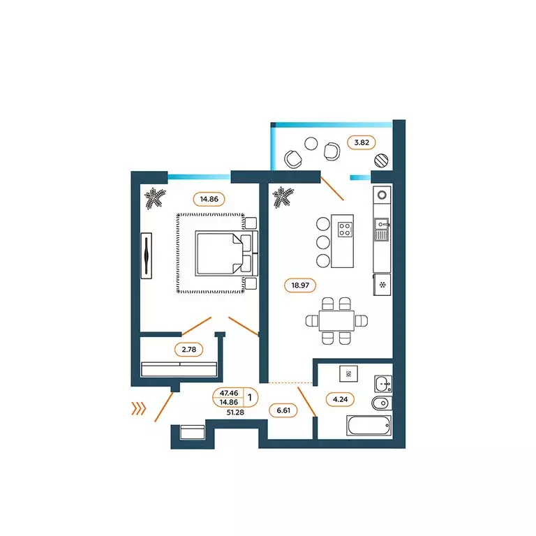 1-комнатная квартира: Батайск, Родная улица, 1 (52.2 м) - Фото 1