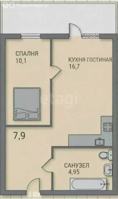 1-комнатная квартира: Казань, улица Аметьевская Магистраль, 16к1 (40 ... - Фото 1
