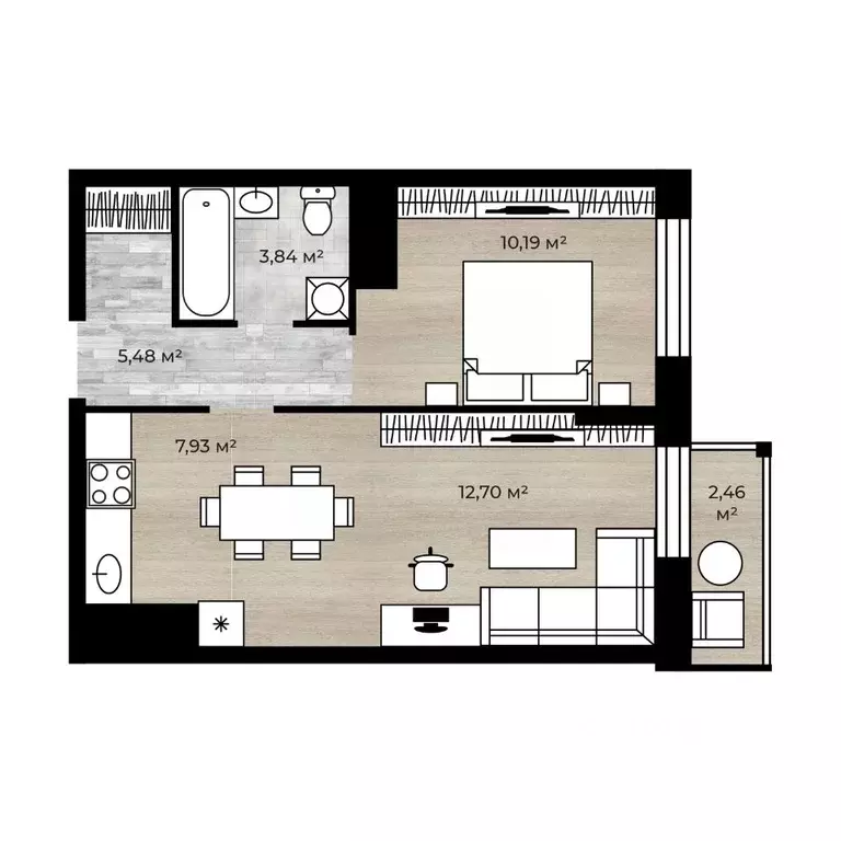 2-к кв. Ярославская область, Ярославль Аэропарк жилой комплекс (41.37 ... - Фото 1