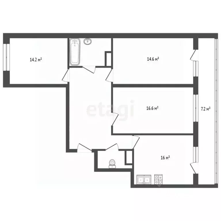 3-к кв. Санкт-Петербург дор. Кушелевская, 6к1 (84.0 м) - Фото 2