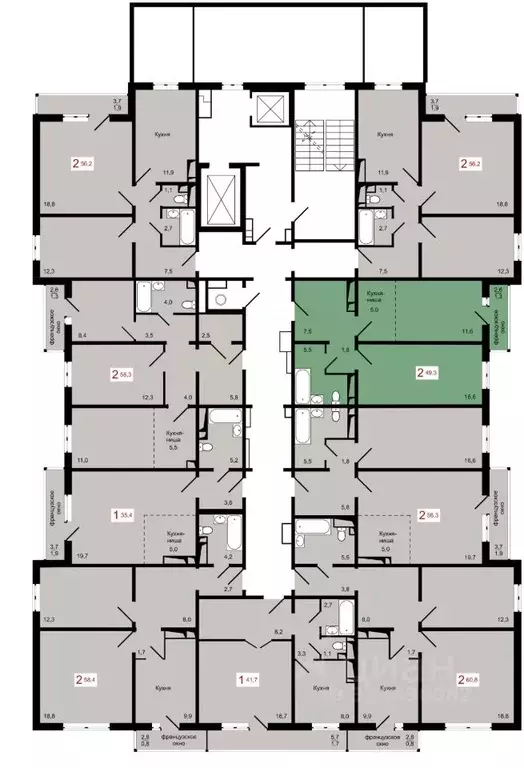 2-к кв. Красноярский край, Красноярск Прибойная ул., 37с12 (49.3 м) - Фото 1