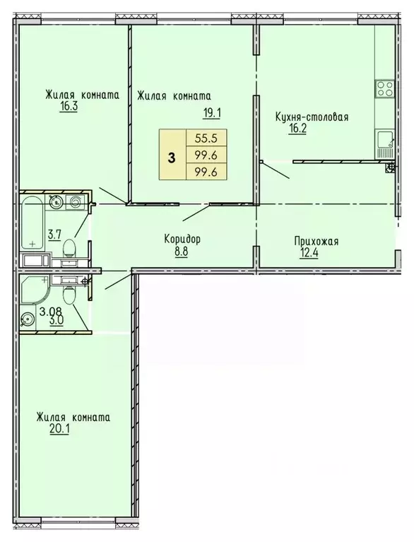 3-к кв. Пензенская область, Пенза ул. Яшиной, 2 (99.6 м) - Фото 0