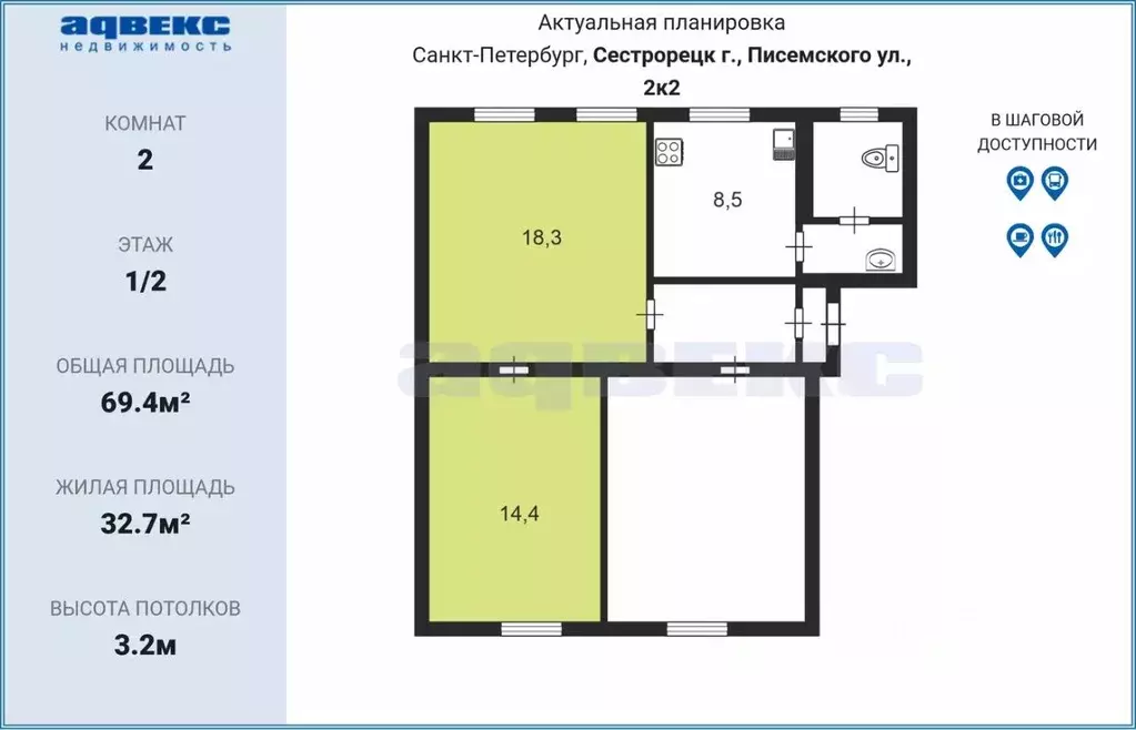Комната Санкт-Петербург, Санкт-Петербург, Сестрорецк ул. Писемского, ... - Фото 2