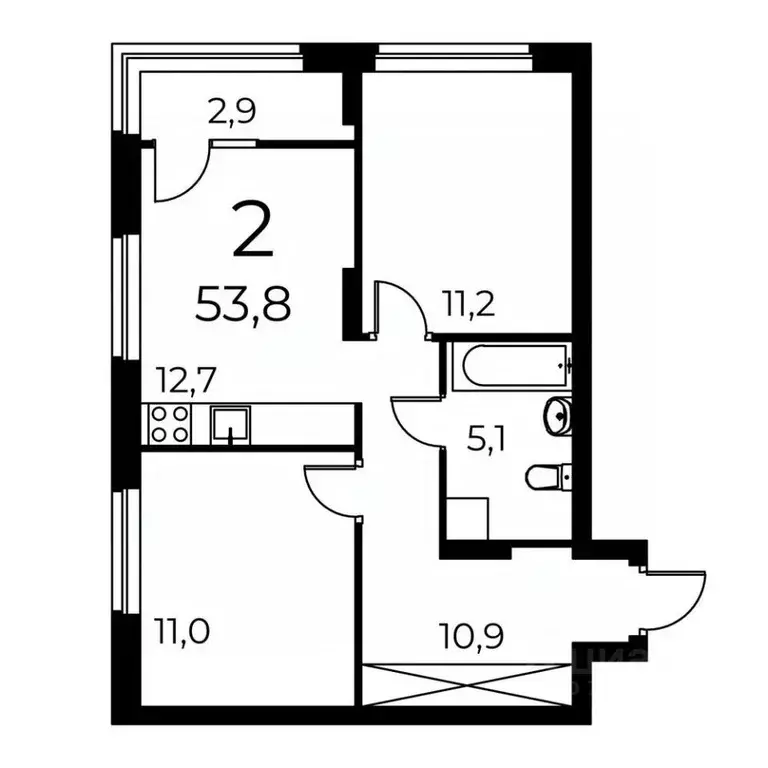 2-к кв. Нижегородская область, Нижний Новгород ул. Коперника, 7 (52.5 ... - Фото 0