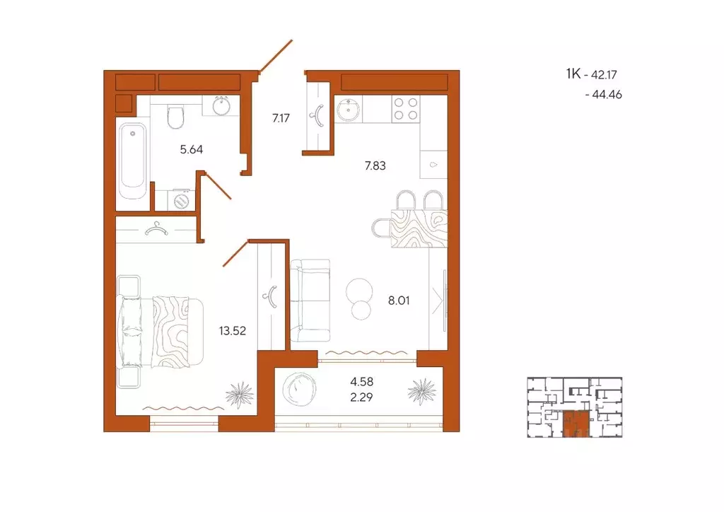 1-к кв. Пензенская область, Пенза Терра жилой комплекс (44.46 м) - Фото 1