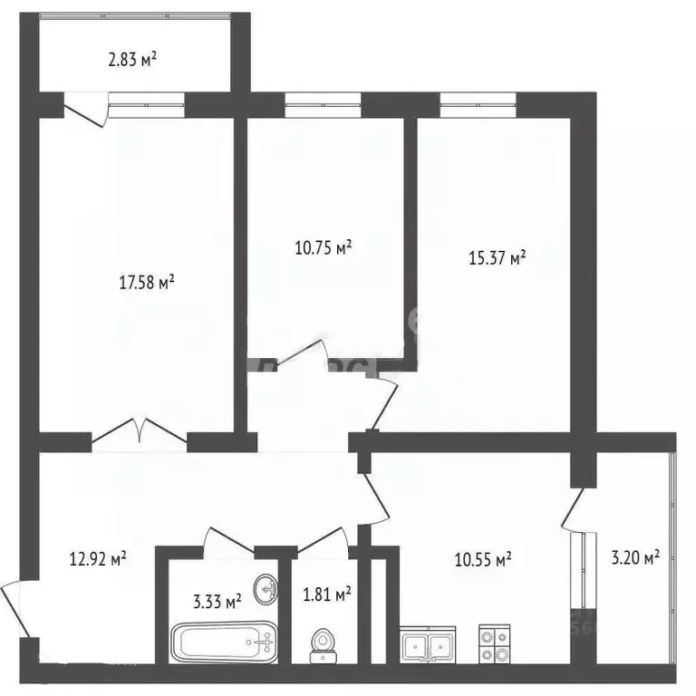 3-к кв. Пензенская область, Пенза ул. 65-летия Победы, 5 (72.1 м) - Фото 1