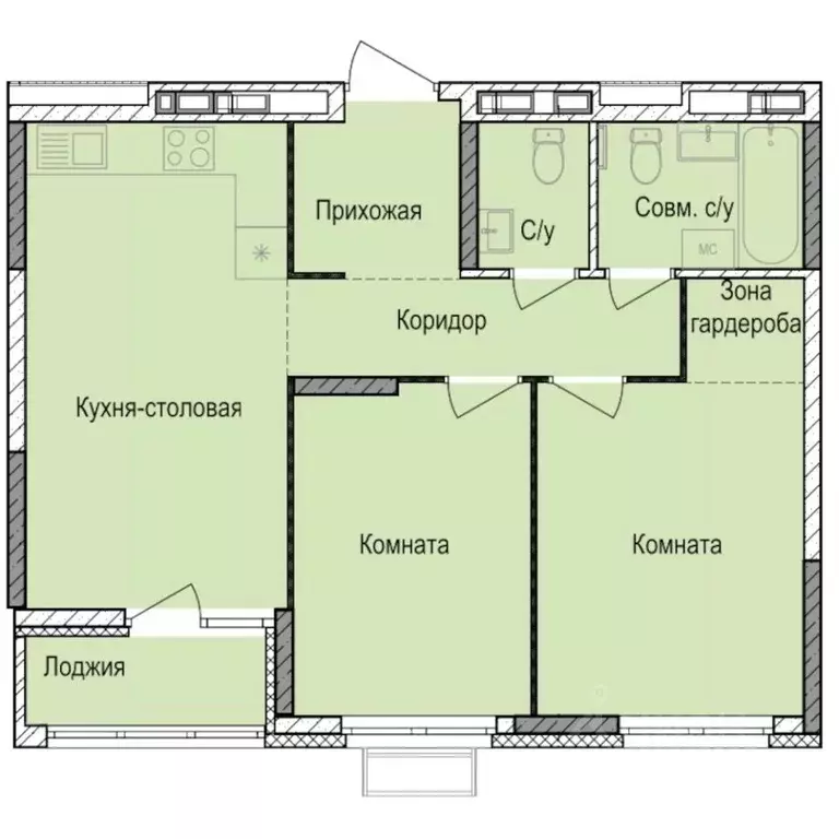 2-к кв. Удмуртия, Ижевск Автопроизводство жилрайон, Норвежский Лес ... - Фото 1