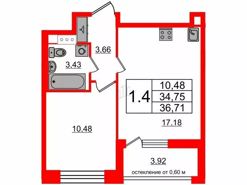 1-комнатная квартира: Санкт-Петербург, Кубинская улица, 78Е (34.75 м) - Фото 0