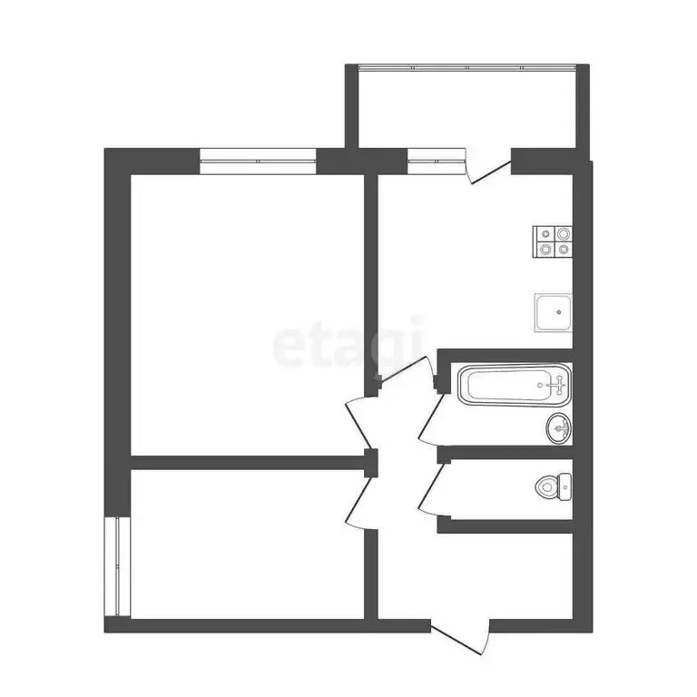 2-комнатная квартира: Тюмень, улица Республики, 131 (38.4 м) - Фото 1