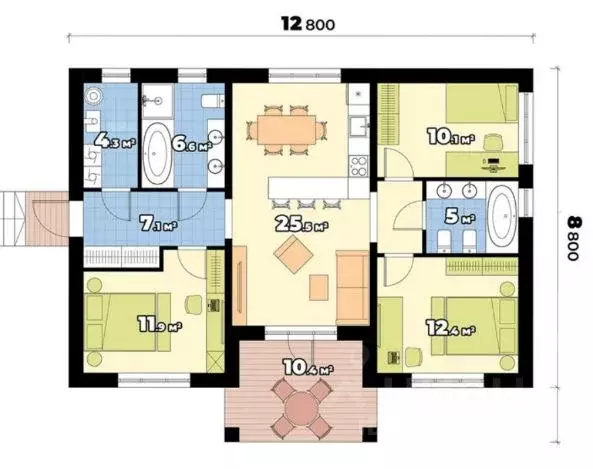 Дом в Крым, Симферопольский район, с. Мирное 35 (120 м) - Фото 1