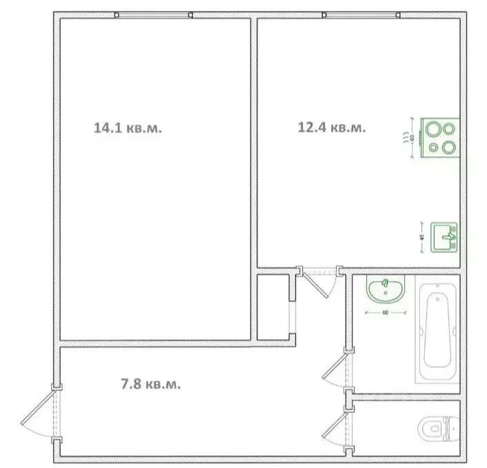 1-к кв. Омская область, Омск ул. Дмитриева, 5/3 (40.0 м) - Фото 2