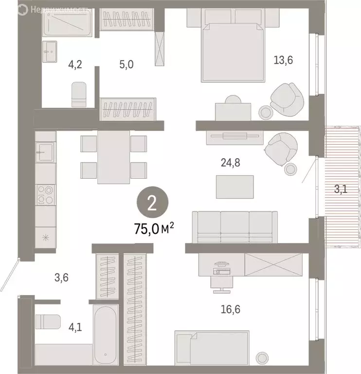 2-комнатная квартира: Екатеринбург, улица Советских Женщин (74.9 м) - Фото 0