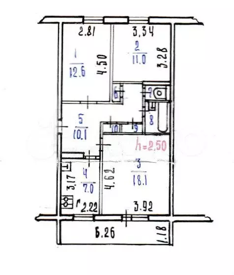 3-к. квартира, 67,7 м, 2/5 эт. - Фото 0