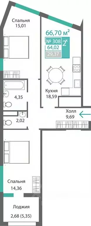 2-к кв. Крым, Симферополь Крымская роза мкр,  (66.7 м) - Фото 0