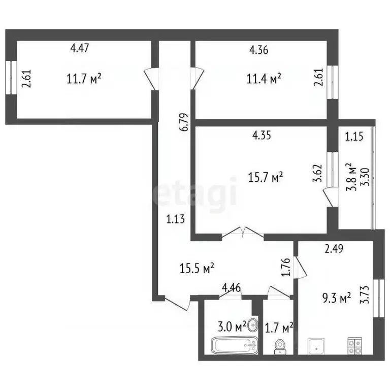 3-к кв. Ямало-Ненецкий АО, Новый Уренгой просп. Губкина, 21 (68.3 м) - Фото 2