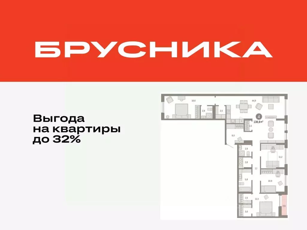 4-к кв. Тюменская область, Тюмень ул. Республики, 205к1 (138.81 м) - Фото 0