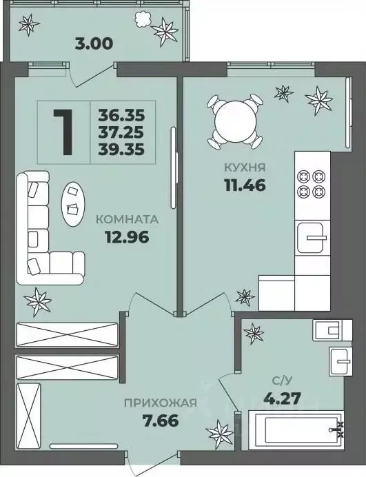 1-к кв. Калининградская область, Калининград ул. Генерала Толстикова, ... - Фото 1