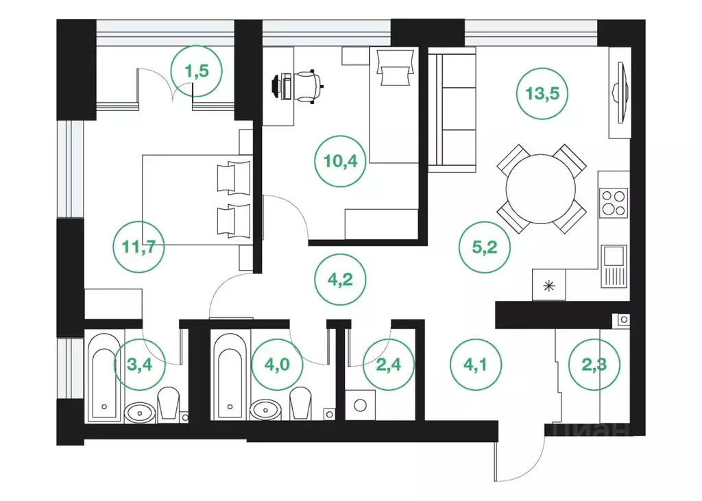 3-к кв. Башкортостан, Уфа ул. Подполковника Недошивина (62.7 м) - Фото 0