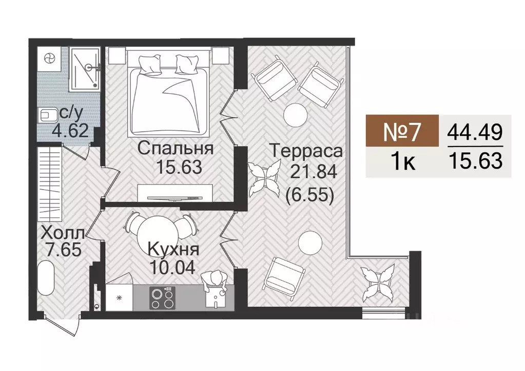 1-к кв. Калининградская область, Гурьевск  (44.49 м) - Фото 1