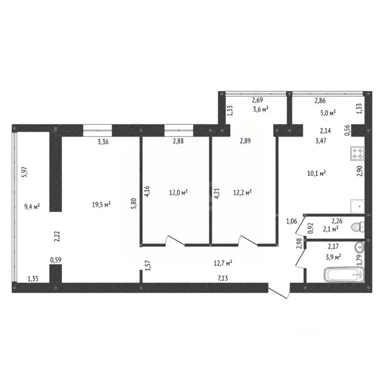 3-к кв. Башкортостан, Уфа ул. Мингажева, 59/1 (42.4 м) - Фото 2