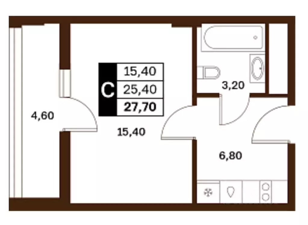 Студия Ставропольский край, Ставрополь № 2 мкр, ул. Артема (27.7 м) - Фото 2