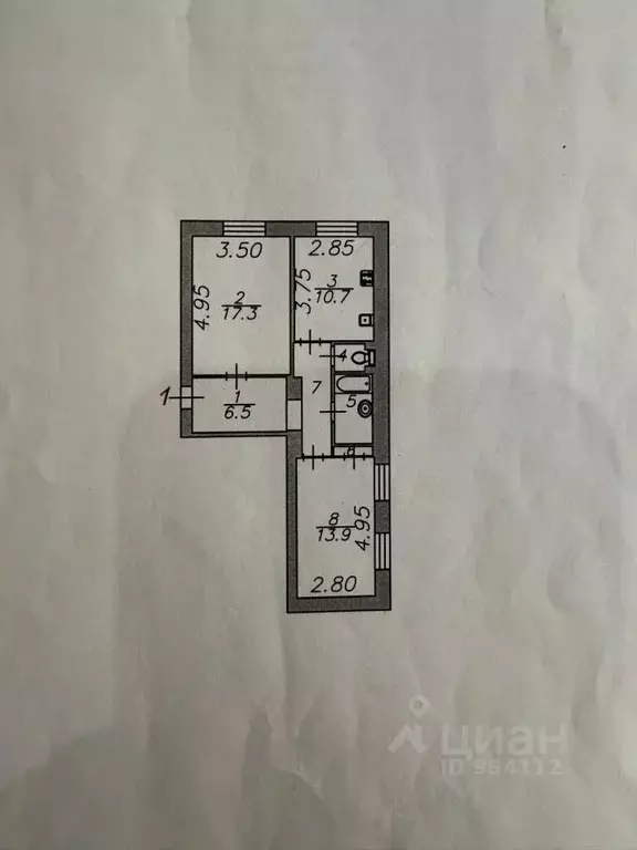2-к кв. Астраханская область, Астрахань ул. Яблочкова, 15 (58.0 м) - Фото 2