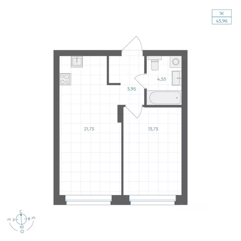 1-к кв. Челябинская область, Челябинск Каслинская ул., 62к1 (43.96 м) - Фото 2