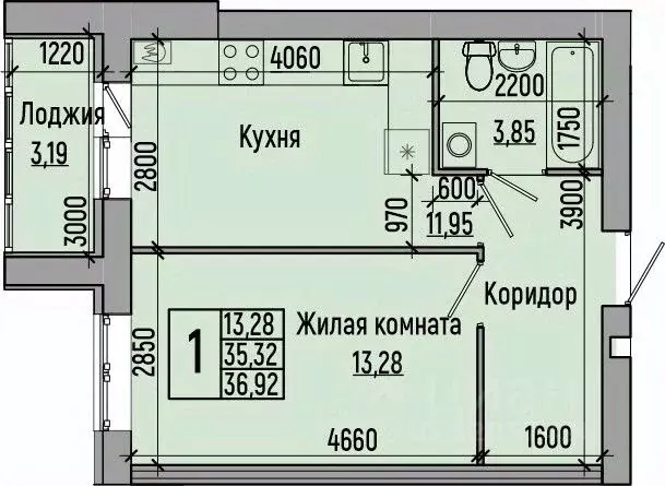 1-к кв. Волгоградская область, Волгоград ул. Иссы Плиева, 6А (36.92 м) - Фото 0