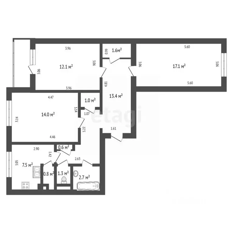 3-к кв. Санкт-Петербург Ольховая ул., 20 (73.6 м) - Фото 1