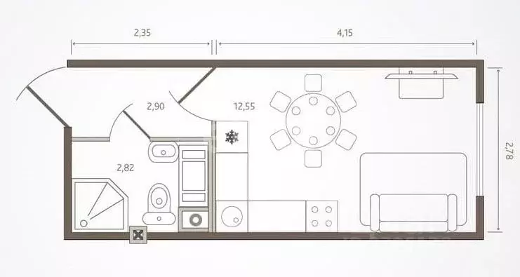 Студия Татарстан, Казань ул. Дежнева, 2к1 (18.0 м) - Фото 2