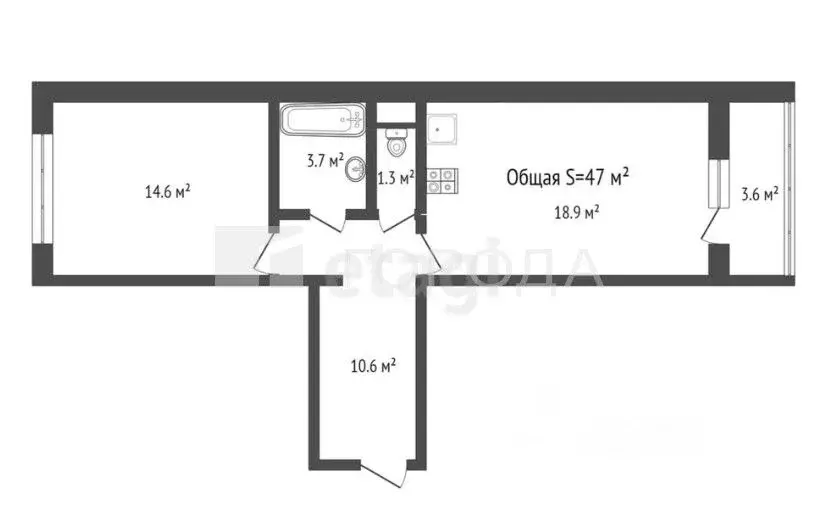 2-к кв. Новосибирская область, Новосибирск ул. Титова, 255/2 (47.0 м) - Фото 1